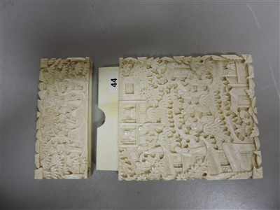 Lot 215 - Two Chinese Canton ivory card cases