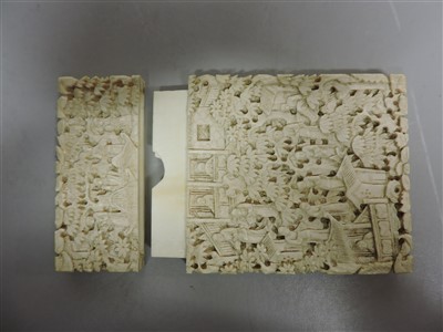 Lot 215 - Two Chinese Canton ivory card cases