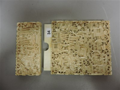 Lot 216 - Two Chinese Canton ivory card cases