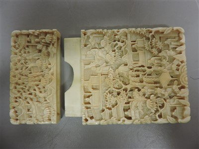 Lot 218 - Two Chinese Canton ivory card cases