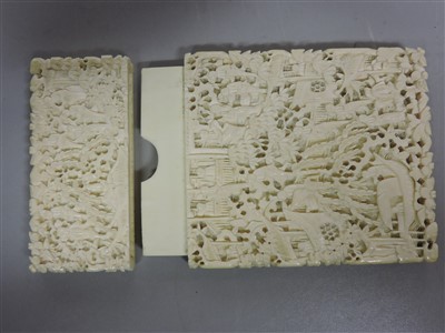 Lot 218 - Two Chinese Canton ivory card cases