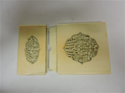 Lot 221 - Two Chinese Canton ivory card cases
