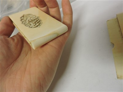 Lot 221 - Two Chinese Canton ivory card cases