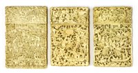 Lot 222 - Three Chinese Canton ivory card cases