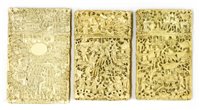 Lot 222 - Three Chinese Canton ivory card cases