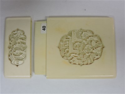 Lot 223 - Two Chinese Canton ivory card cases