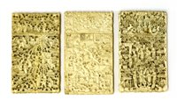 Lot 227 - Three Chinese Canton ivory card cases