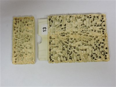 Lot 227 - Three Chinese Canton ivory card cases