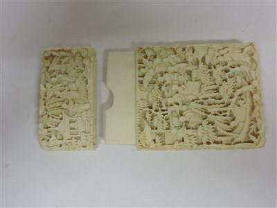 Lot 228 - Three Chinese Canton ivory card cases
