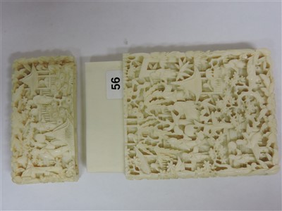 Lot 228 - Three Chinese Canton ivory card cases