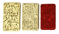 Lot 229 - Three Chinese Canton ivory card cases