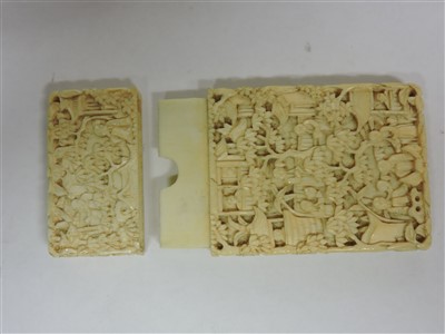 Lot 230 - Three Chinese Canton ivory card cases