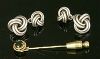 Lot 661 - A pair of cased sterling silver knot cufflinks