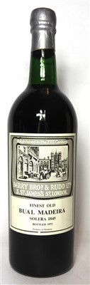 Lot 101 - Finest Old Bual Madeira, Solera, 1845, bottled by Berry Bros & Rudd Ltd.1973, one bottle