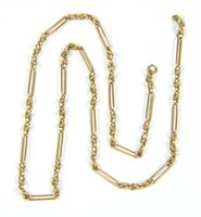 Lot 24 - A gold fetter and three link necklace