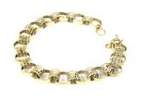 Lot 22 - A 9ct gold filigree and plain polished fancy link bracelet