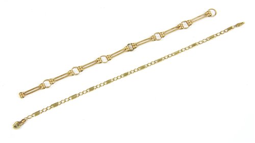 Lot 27 - A 9ct gold two row bar and hoop link bracelet