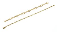 Lot 27 - A 9ct gold two row bar and hoop link bracelet