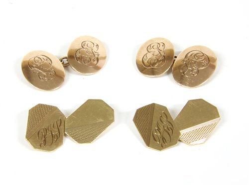 Lot 94 - Two pairs of gold cufflinks
