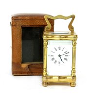 Lot 385 - A brass carriage timepiece
