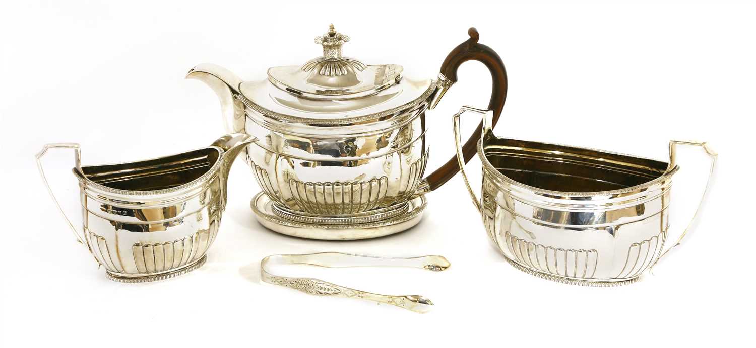 Lot 149 - A George III silver three-piece teaset