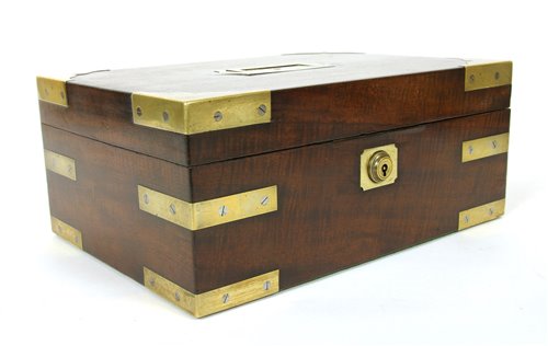 Lot 237 - A 19th century mahogany and brass bound jewellery box
