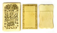 Lot 214 - Three Chinese Canton ivory card cases
