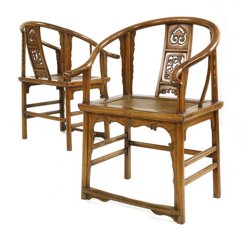 Lot 315 - A pair of Chinese armchairs