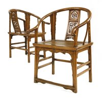 Lot 315 - A pair of Chinese armchairs