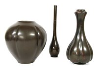 Lot 342 - Three Japanese bronze vases