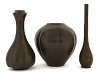 Lot 342 - Three Japanese bronze vases