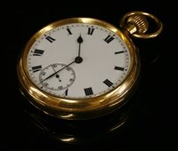 Lot 590 - An 18ct gold open faced pocket watch