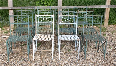 Lot 752 - A set of twelve wrought iron garden chairs