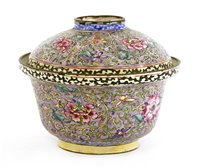 Lot 199 - A Chinese Canton enamelled bowl and cover