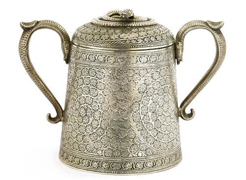 Lot 8 - An Indian silver two-handled sugar bowl and cover