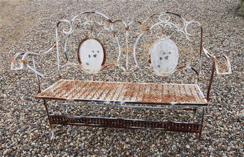 Lot 1097 - A white painted metal folding garden seat