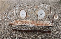 Lot 1097 - A white painted metal folding garden seat