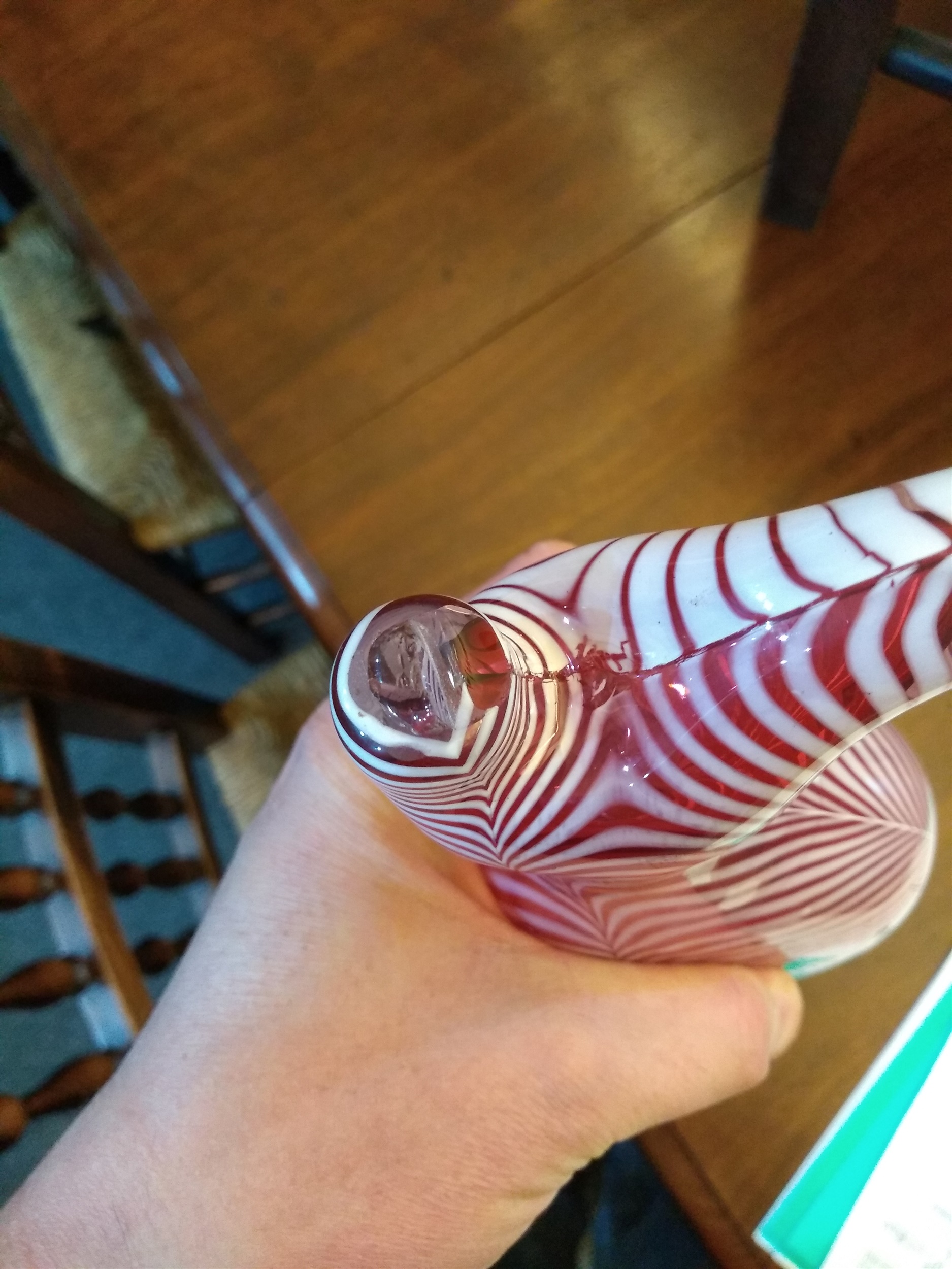 Lot 251 A Nailsea glass boot form gimmel flask,