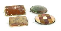 Lot 14 - Four Victorian agate brooches, comprising a...