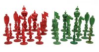 Lot 235 - An ivory Burmese pattern chess set