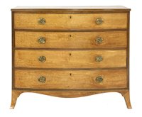 Lot 710 - A George III satinwood bow front chest