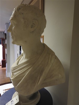 Lot 813 - A white marble bust of a man