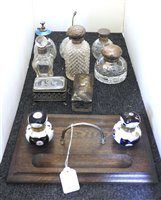 Lot 333 - Five silver mounted cut glass scent bottles,...