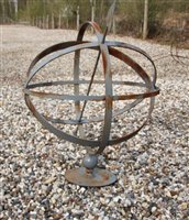 Lot 1070 - A hand forged wrought iron large 60 cm diameter armillery sphere sundial