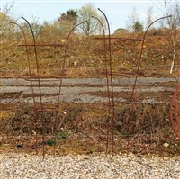 Lot 1046 - A pair of hand forged wrought iron...