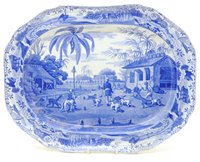 Lot 369 - A Victorian blue and white meat plate