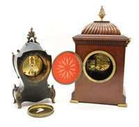 Lot 321 - An Edwardian brass inlaid mahogany mantel clock