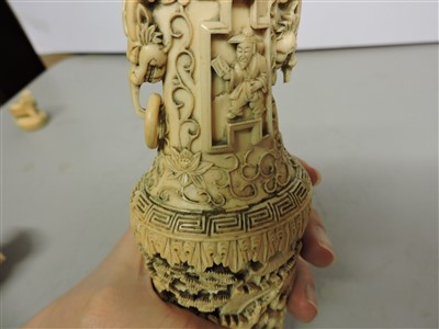 Lot 213 - A pair of Chinese ivory vases