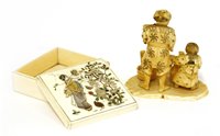 Lot 356 - A Japanese ivory box and an okimono