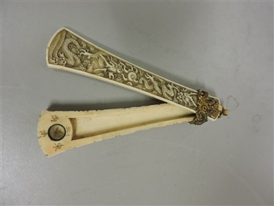 Lot 212 - A Chinese ivory compass and a ball